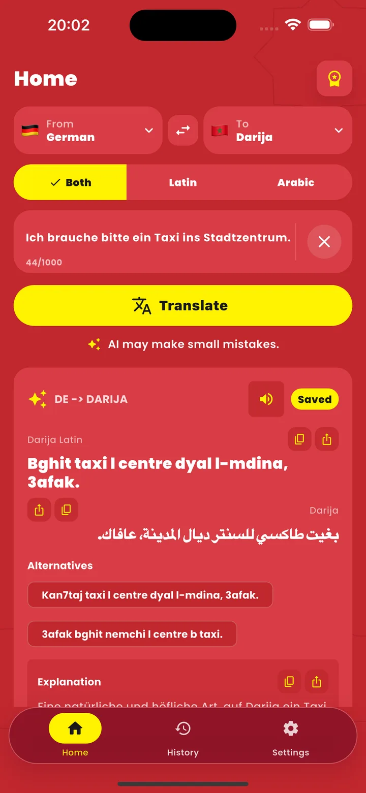 Darija Translator - Textübersetzung