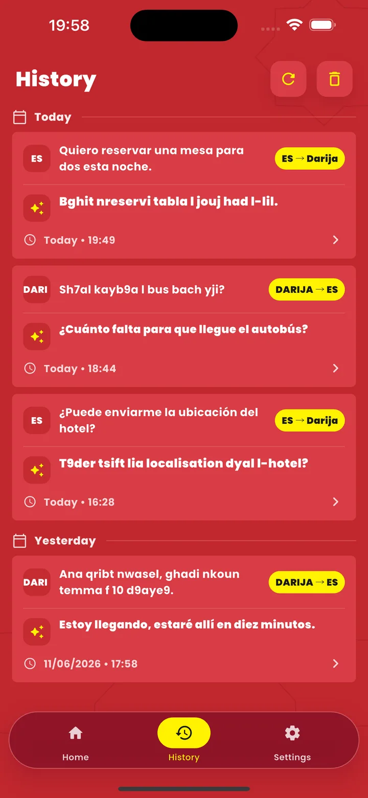 Darija Translator - Historial guardado